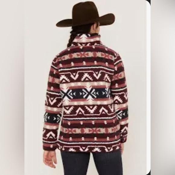 NWT Wrangler Retro Fleece Half Zip Fleece Pullover Aztec Print Womens size Small - Picture 3 of 5